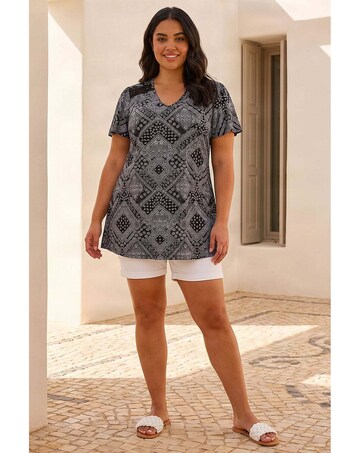 Roman Curve Patchwork Print Lace Top