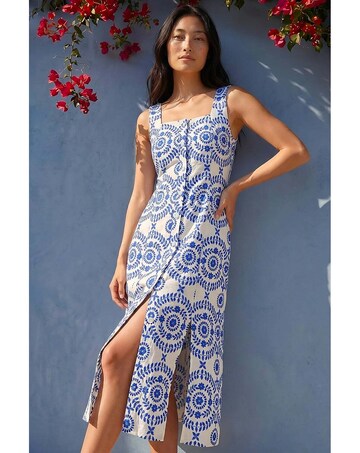Roman Petite Button Down Midi Dress