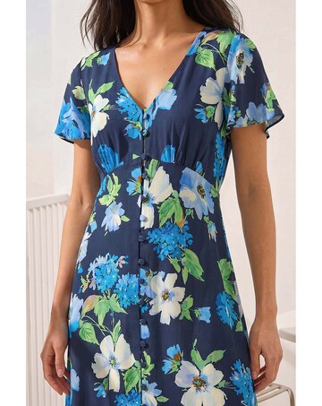 Roman Petite Floral Print Button Dress