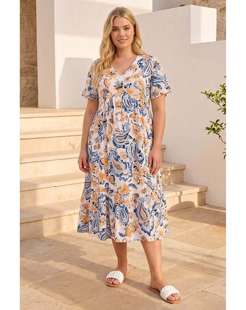 Roman Curve V-Neck Tiered Dress