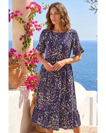 Roman Petite Abstract Spot Midi Dress