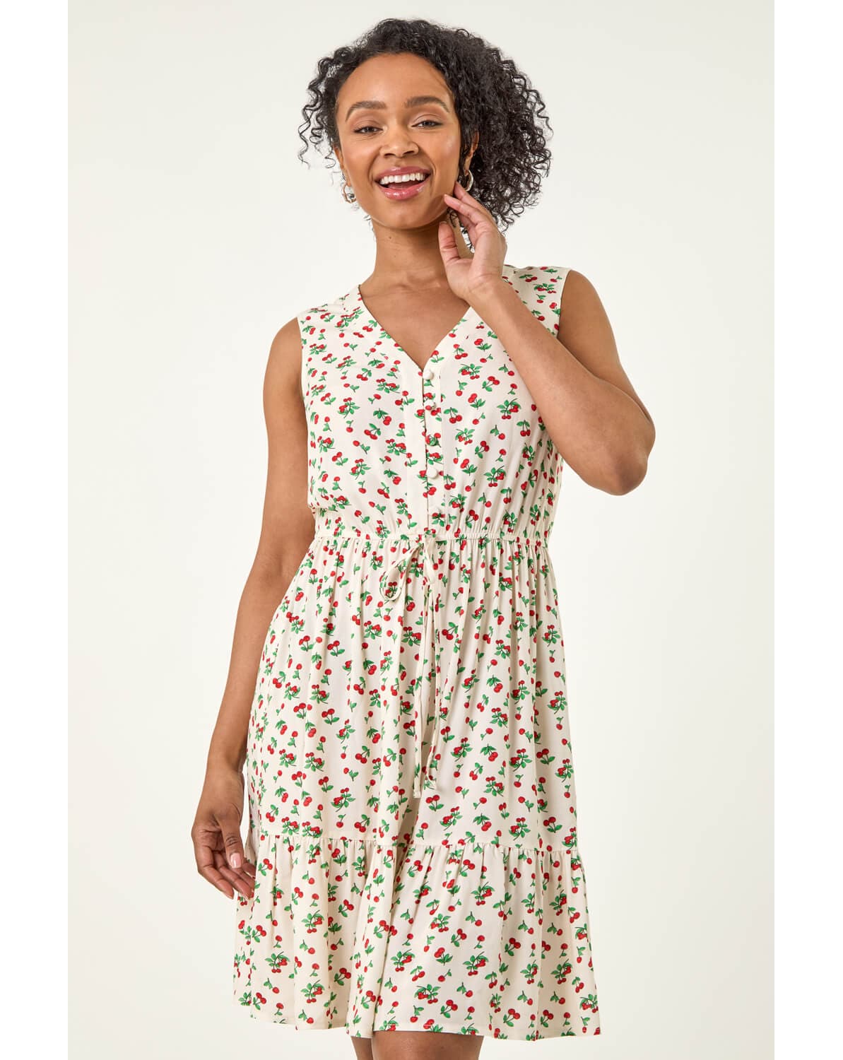 New In - Roman Petite Cherry Tie Waist Dress