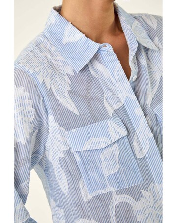 Roman Petite Jacquard Button Up Blouse