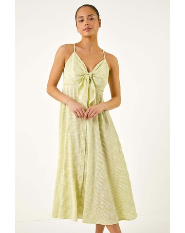 Roman Petite Gingham Twist Front Dress