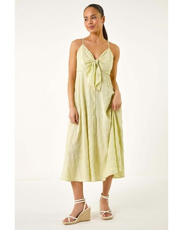 Roman Petite Gingham Twist Front Dress