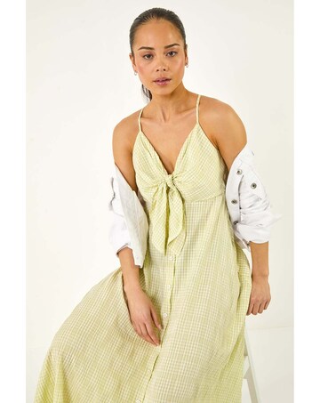 Roman Petite Gingham Twist Front Dress