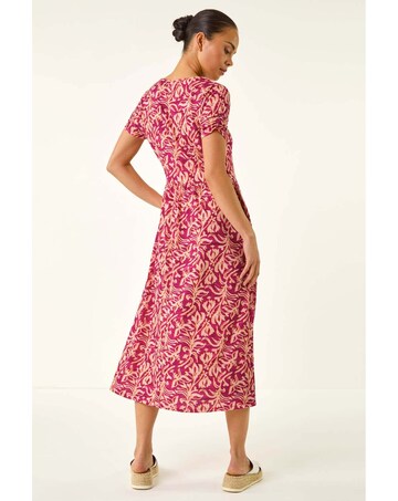Roman Petite Abstract Print Midi Dress