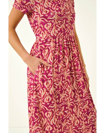 Roman Petite Abstract Print Midi Dress