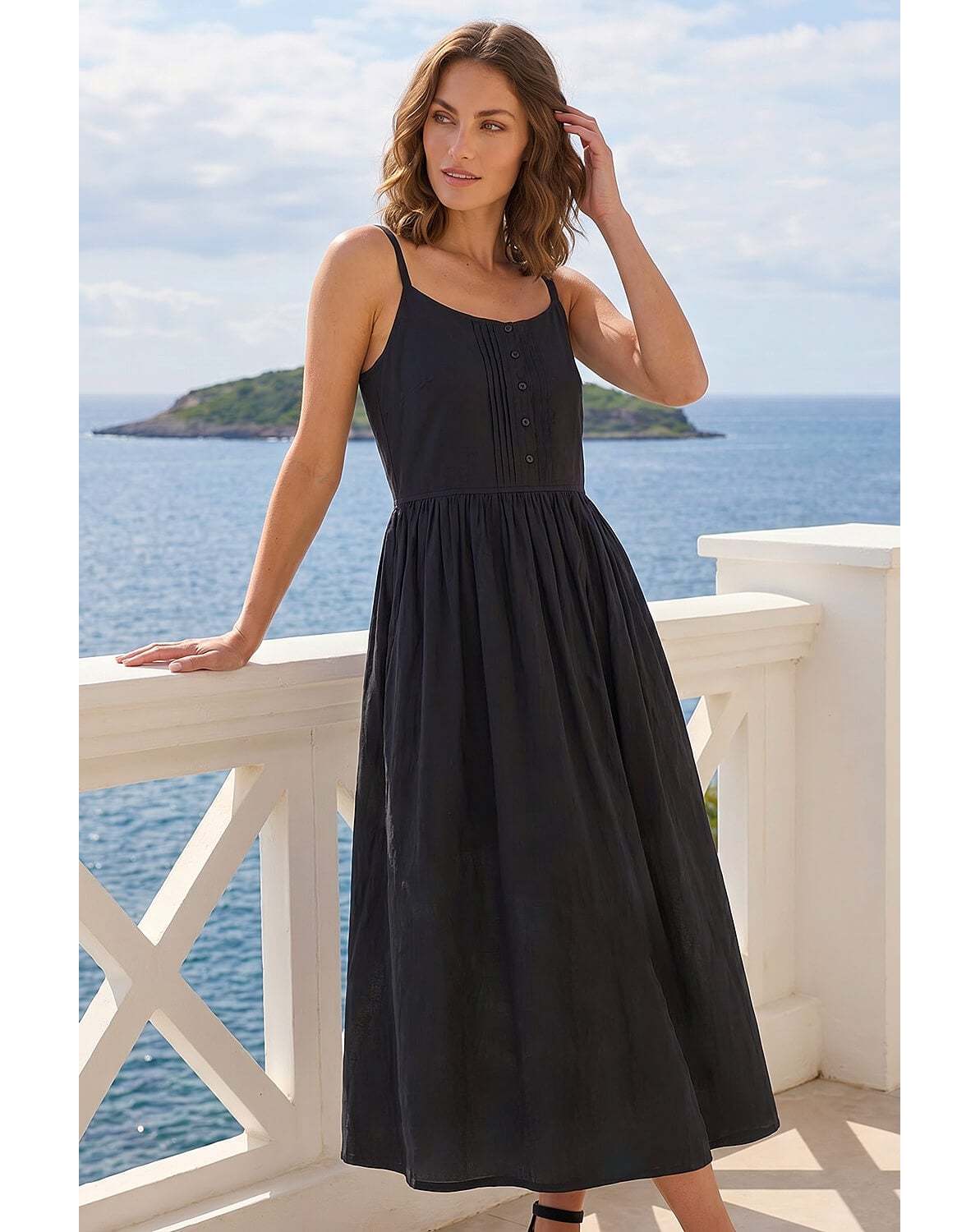 New In - Roman Petite Cotton Button Midi Dress