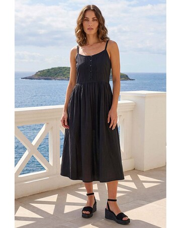 Roman Petite Cotton Button Midi Dress