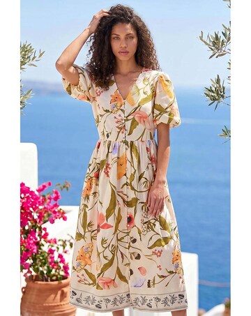 Roman Petite Floral Button Midi Dress