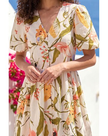 Roman Petite Floral Button Midi Dress