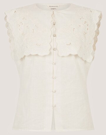 Monsoon Lexi Embroidered Linen Blend Top