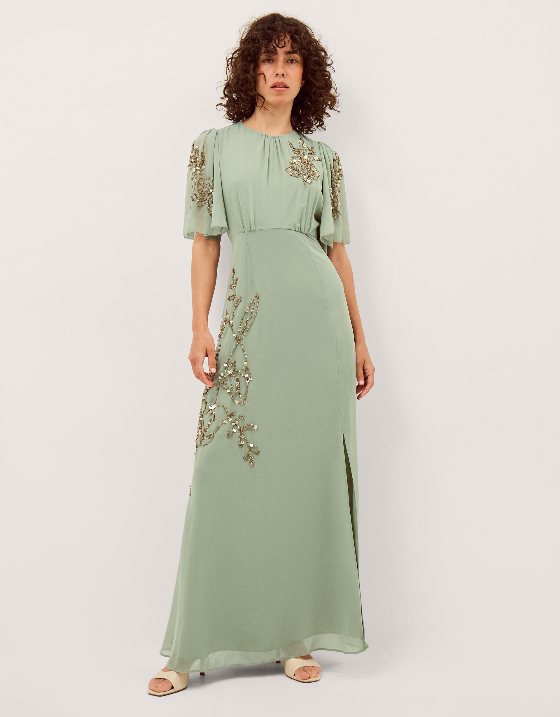 elisa long flutter sleeve maxi dress Eliza J Long Sleeve Maxi Dress