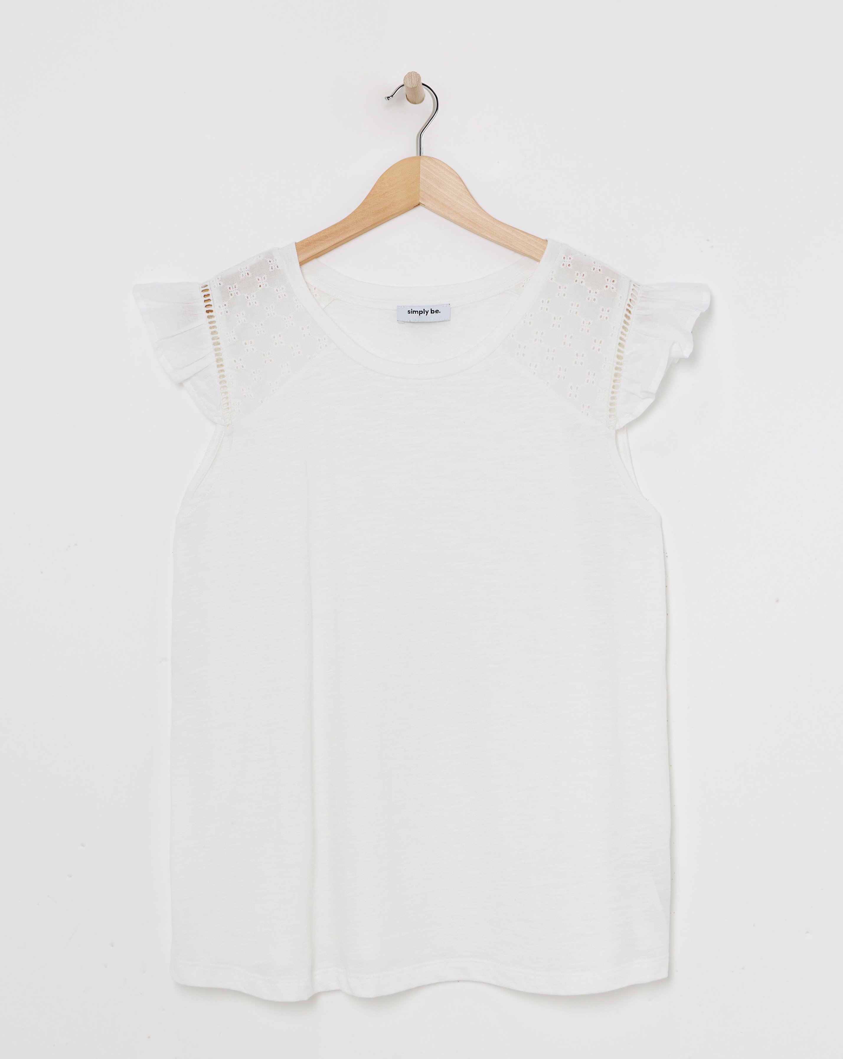 Simply Be Broderie Frill T-Shirt