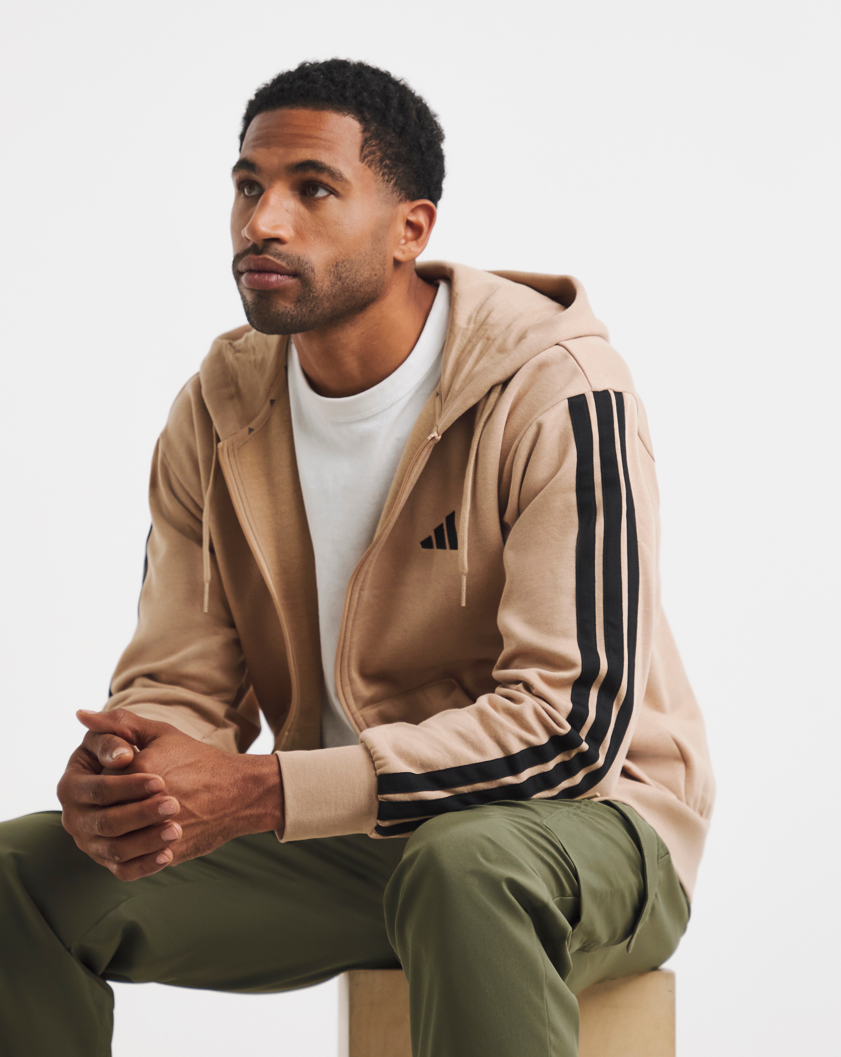 adidas 3 Stripes Full Zip Fleece Hoodie