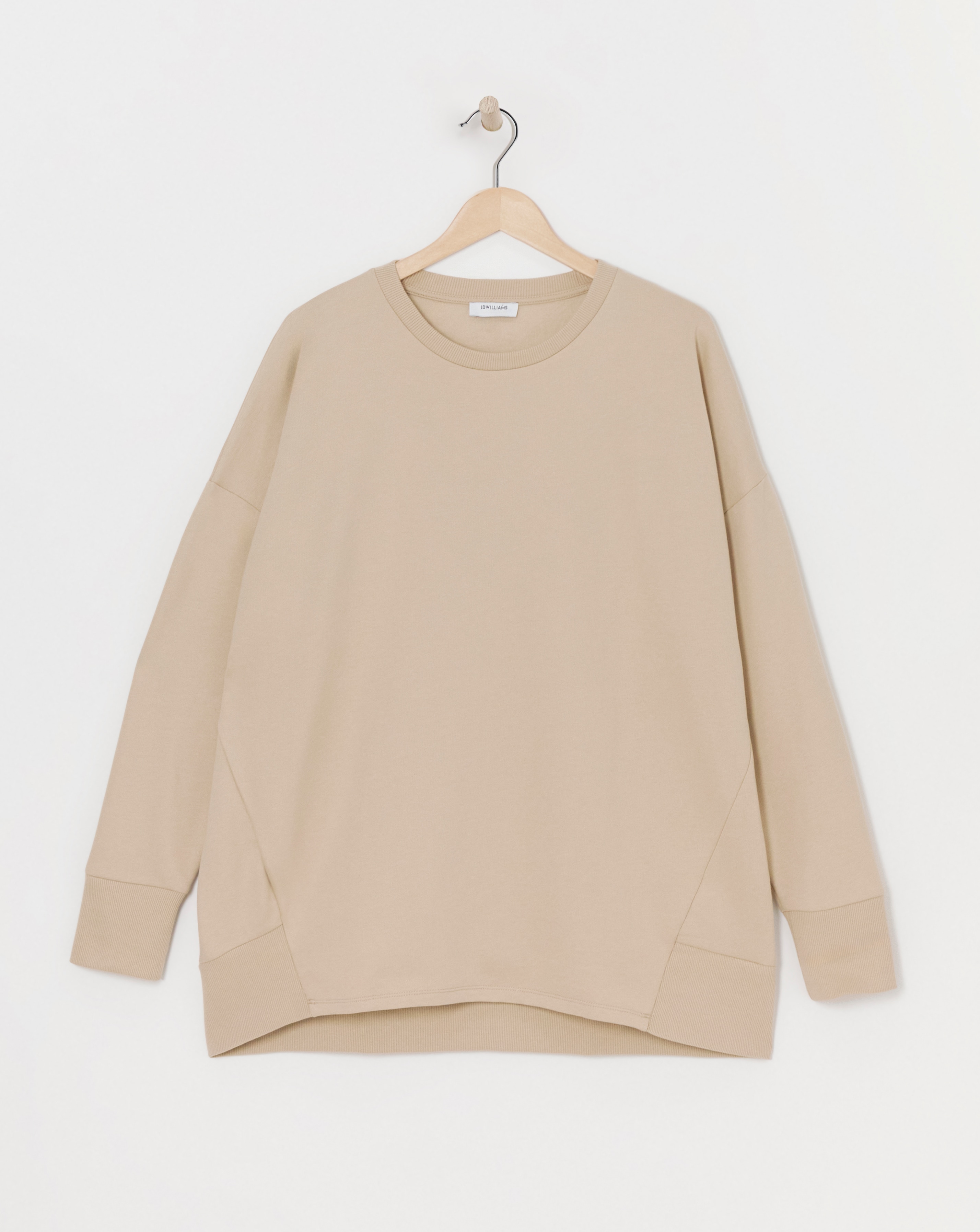 Crew Neck Curved Hem Sweatshirt