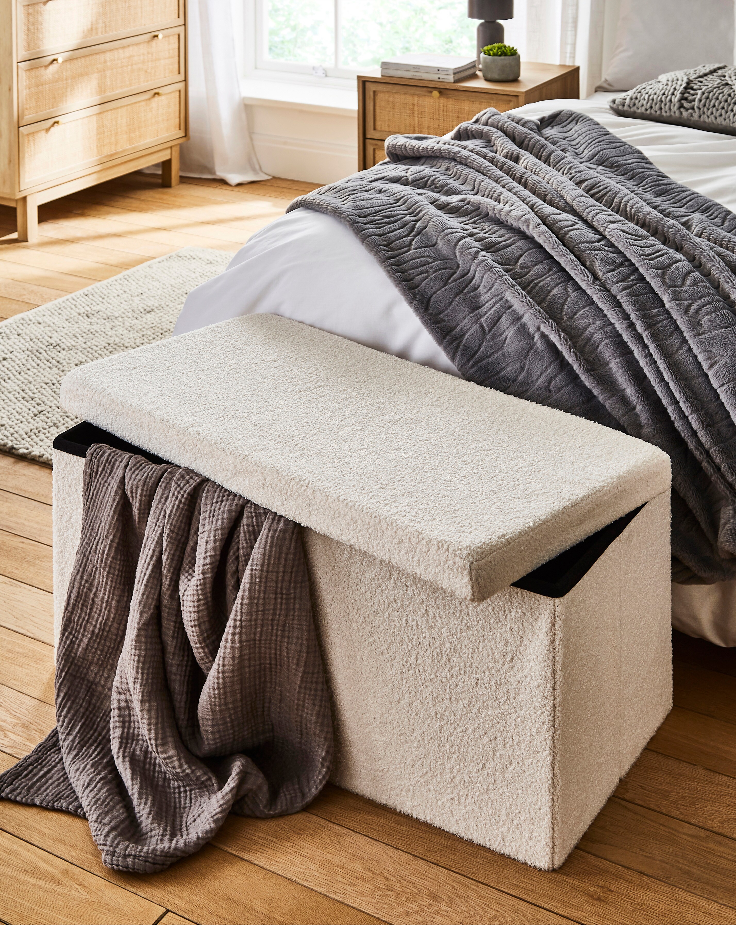 Teddy Boucle Foldable Storage Ottoman