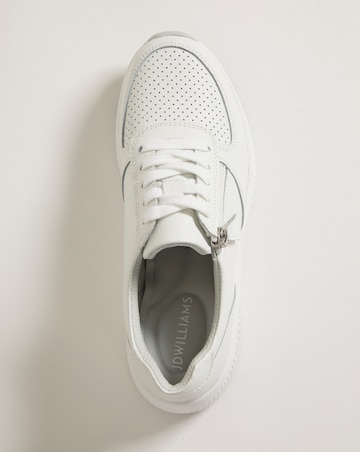 Leather Lace Trainer With Zip Detail E Fit