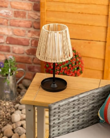 ValueLights Solar Powered Rattan Outdoor Tabletop Light, Garden Table Lamp