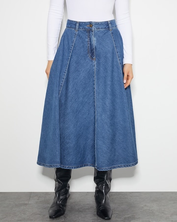 Monsoon Sara Denim A-Line Midi Skirt