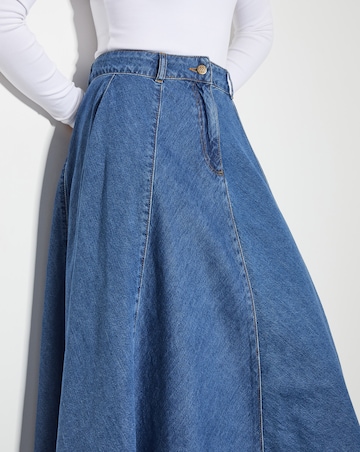Monsoon Sara Denim A-Line Midi Skirt