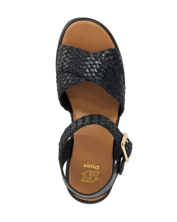 Dune Kinleys Black Leather Woven Flatform Sandals - Standard Fit (D)