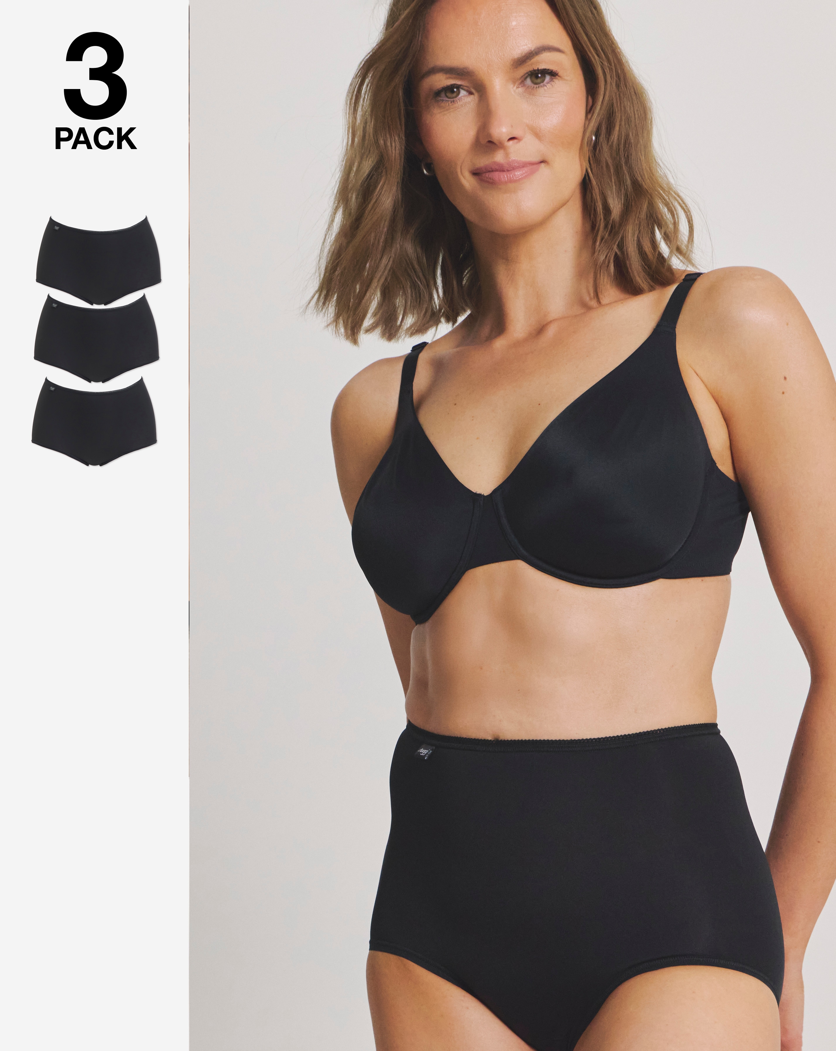 Sloggi 3Pk Microfibre Maxi Knicker Black