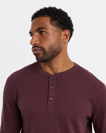 Textured Long Sleeve Grandad T-Shirt