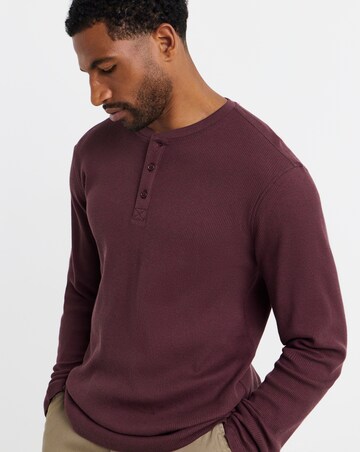 Textured Long Sleeve Grandad T-Shirt