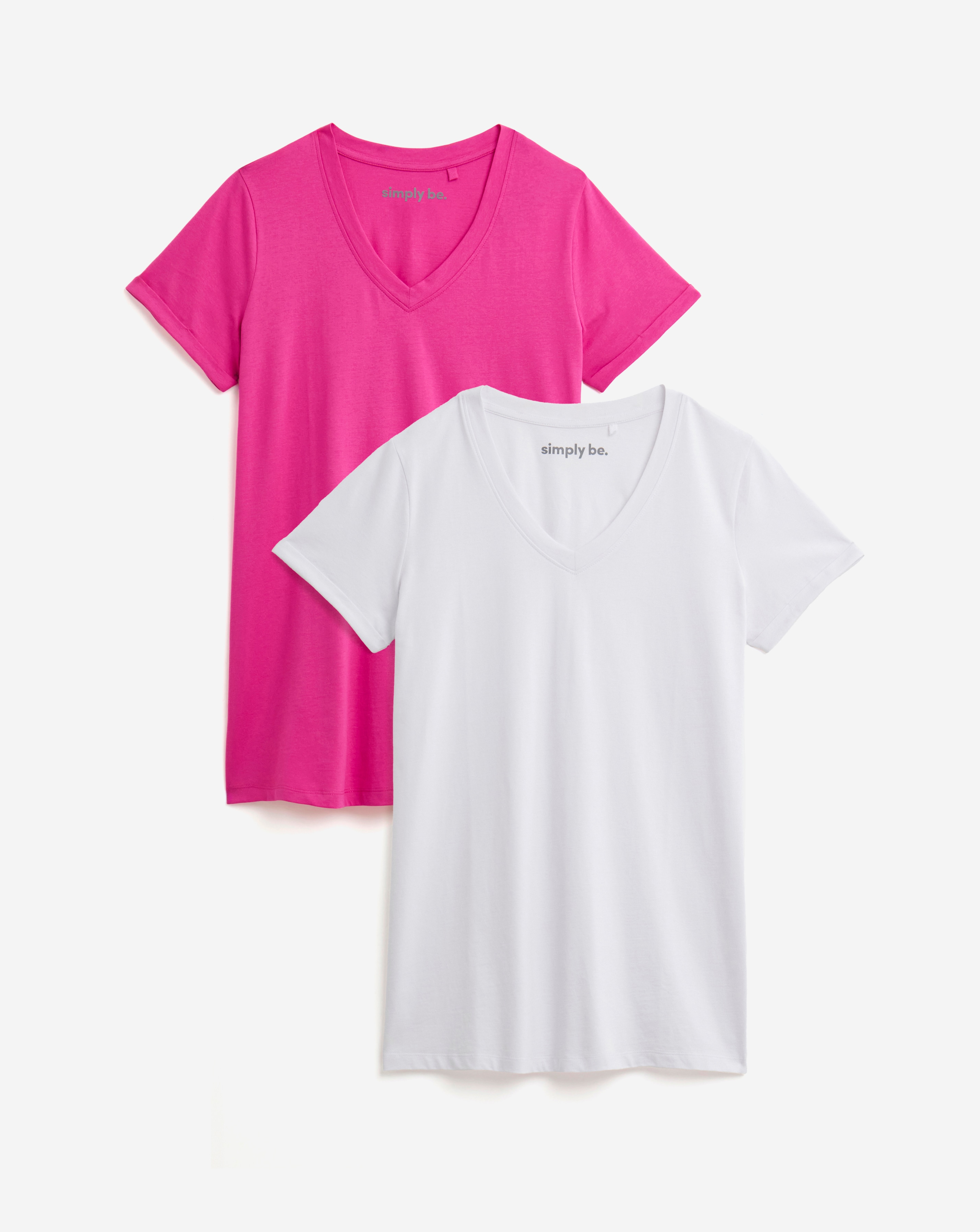 Simply Be 2 Pack V Neck Longline T-Shirt