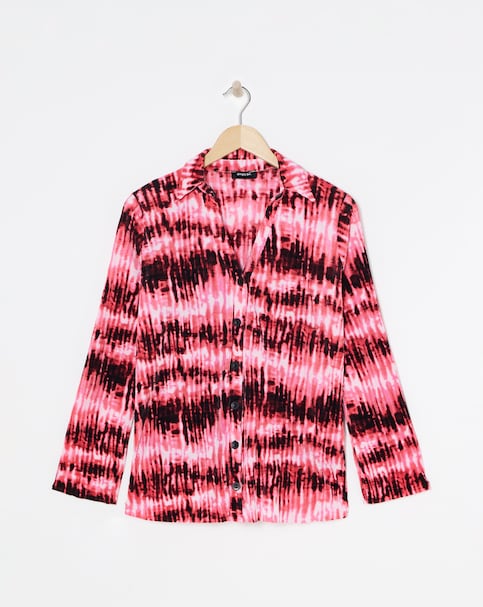 Pink Tie Dye Plisse Shirt