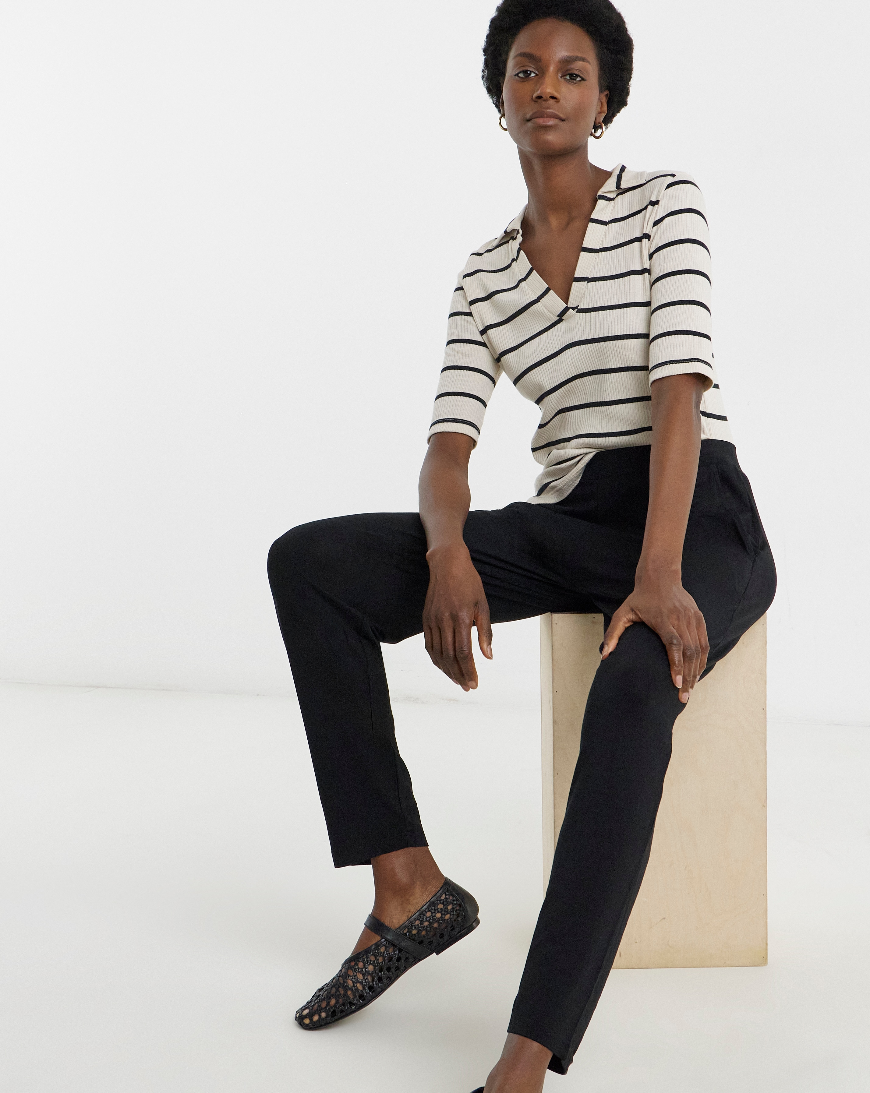 Black Jersey Tapered Trousers