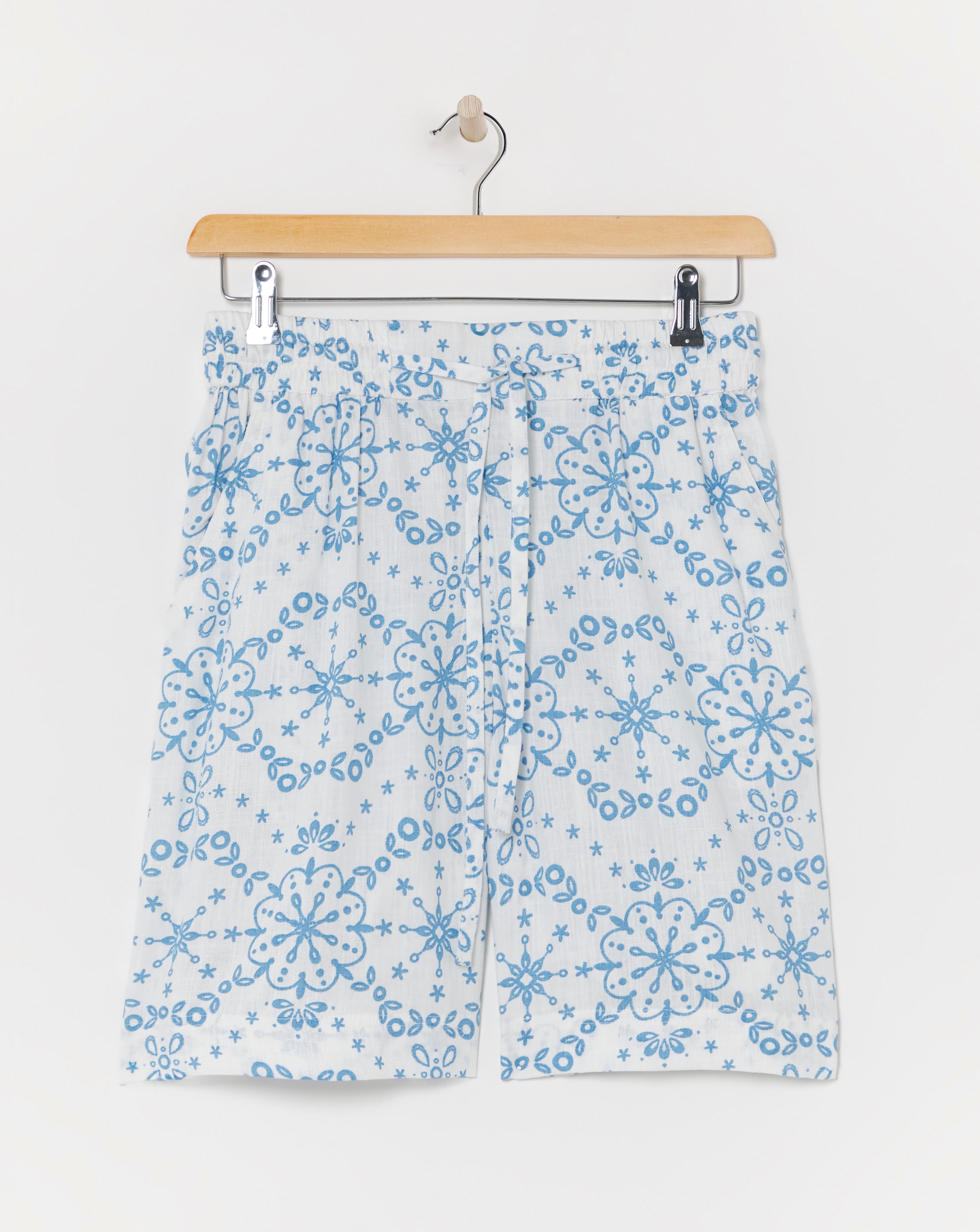 Printed Linen Mix Knee Length Shorts