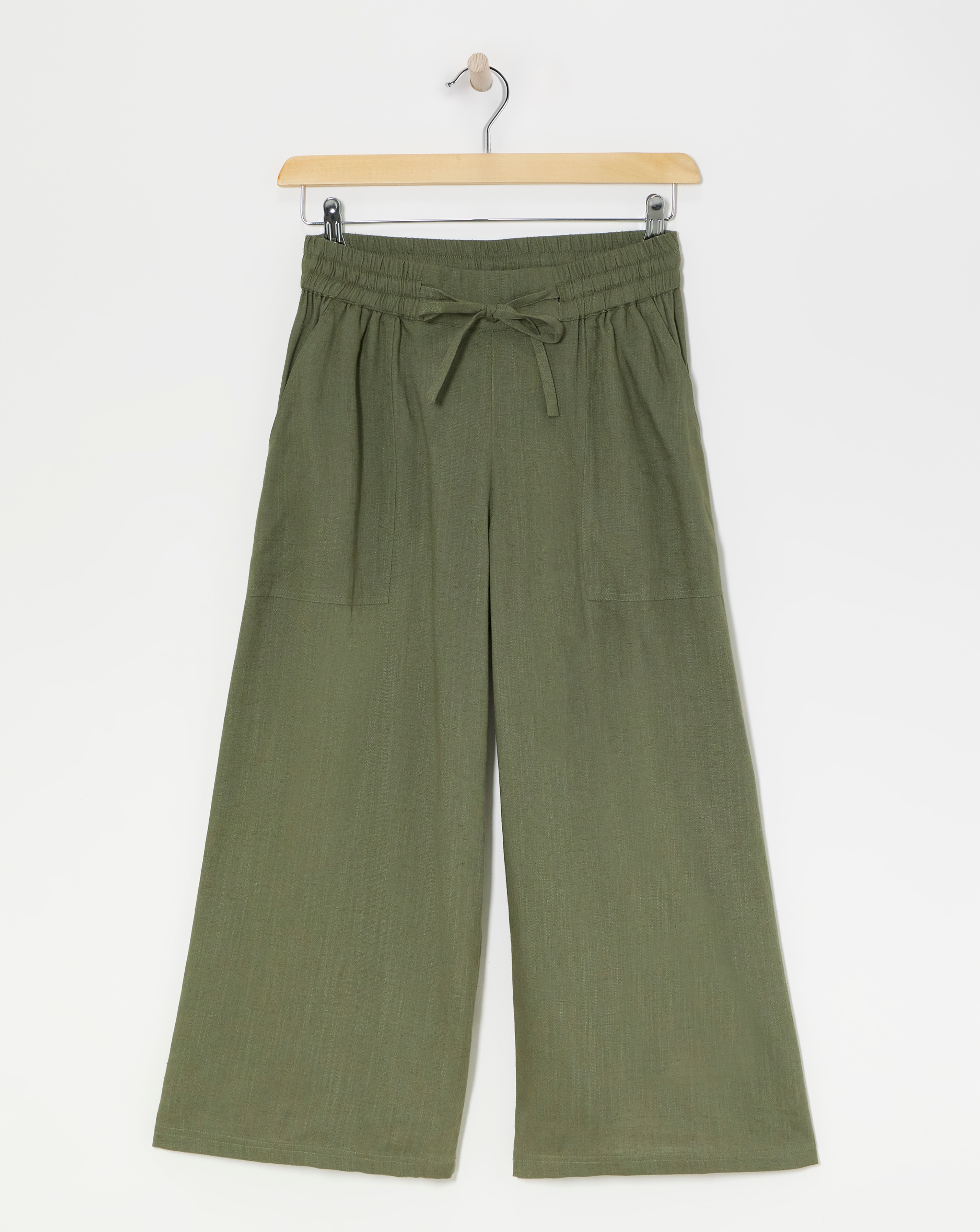 Olive Linen Mix Wide Leg Culotte