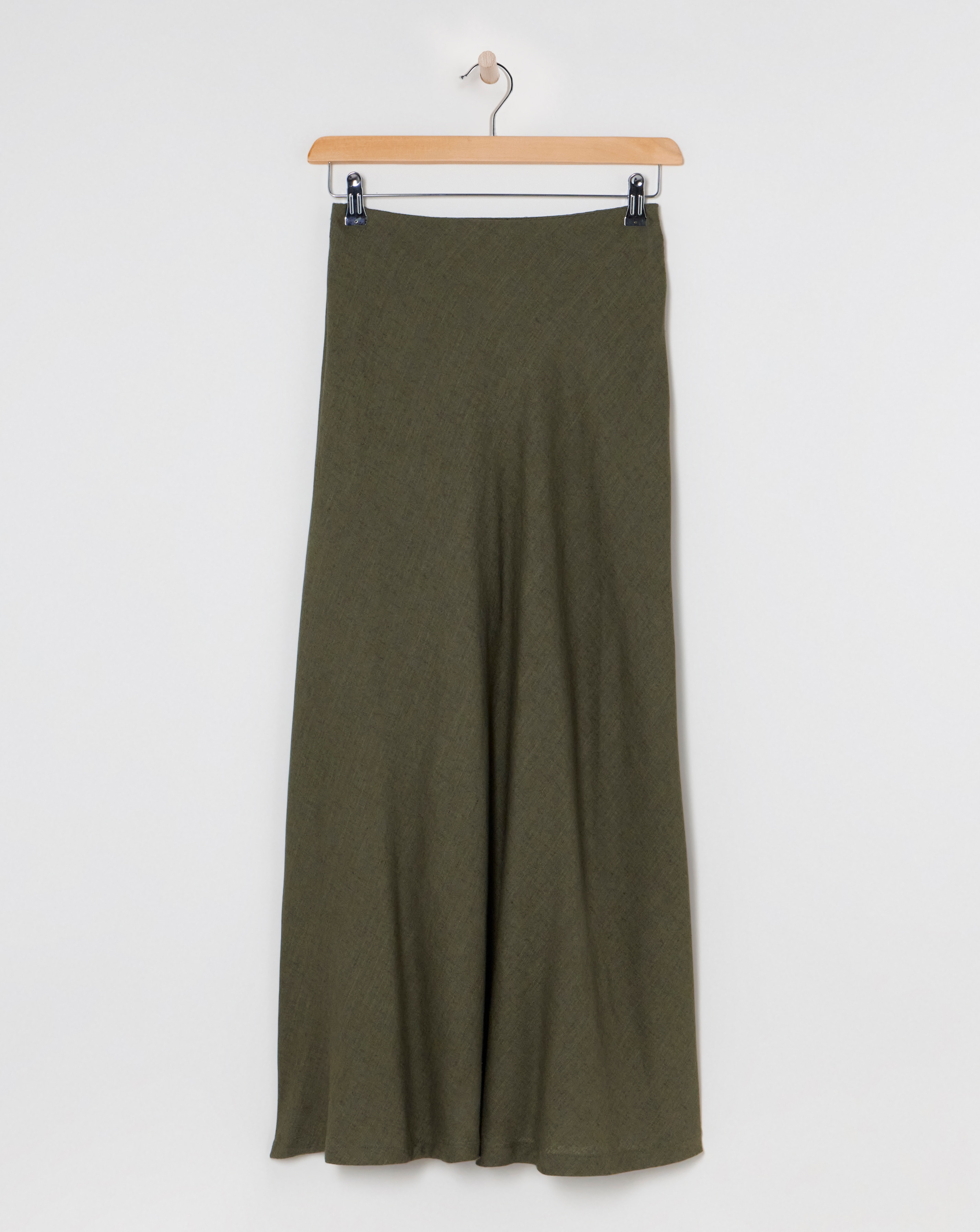 Linen Mix Bias Maxi Slip Skirt