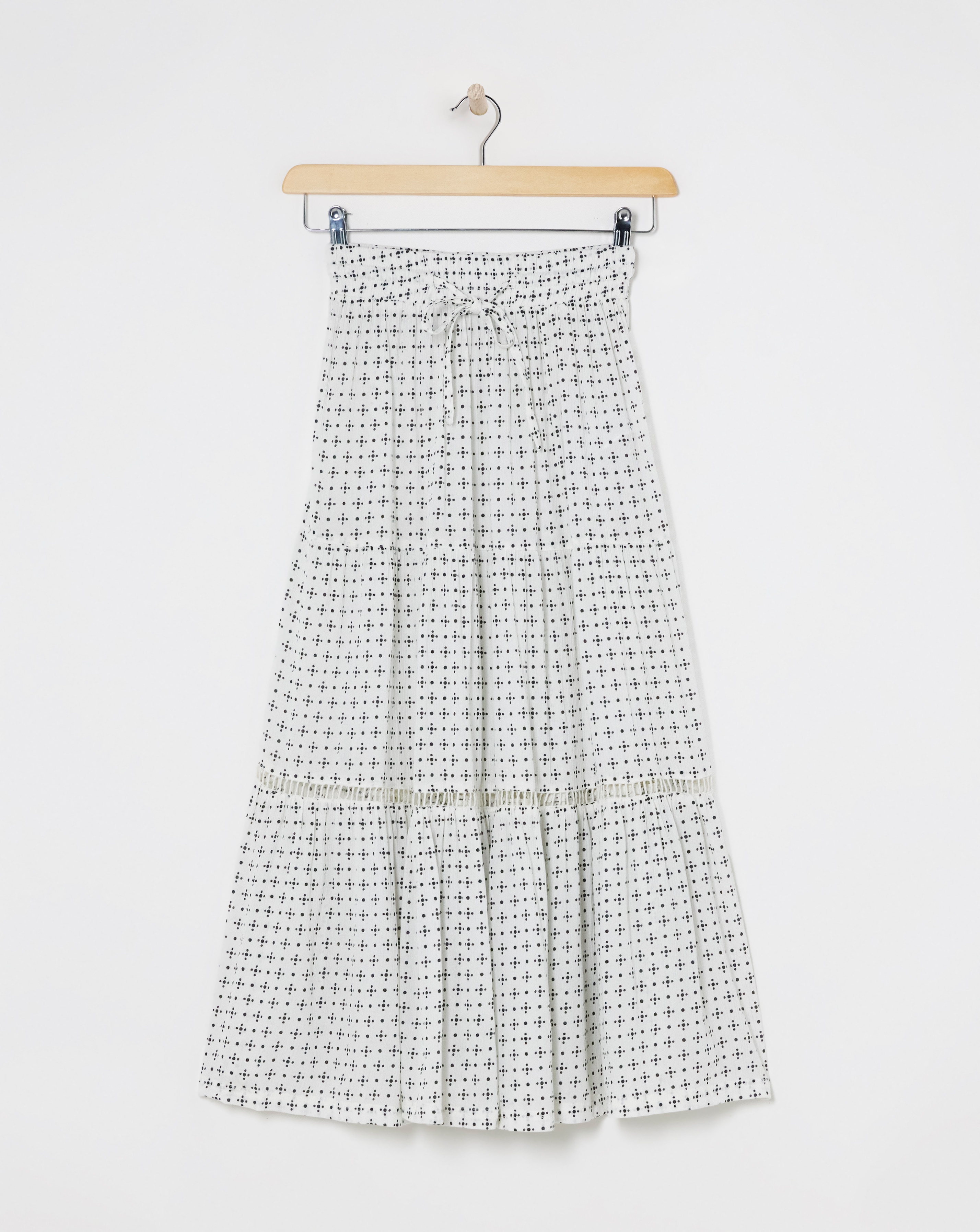 Natural Print Crinkle Midi Skirt