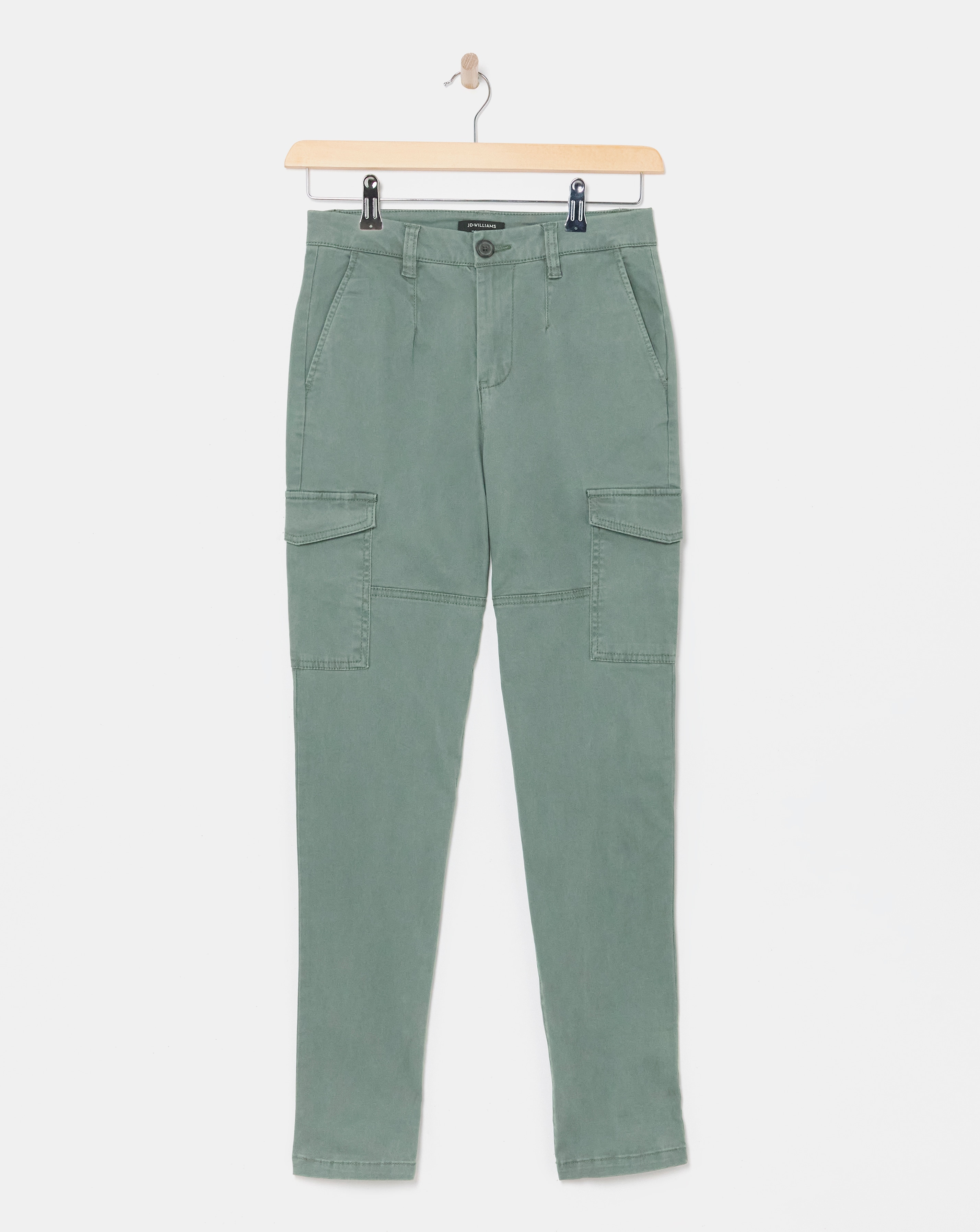Khaki Stretch Utility Tapered Trousers