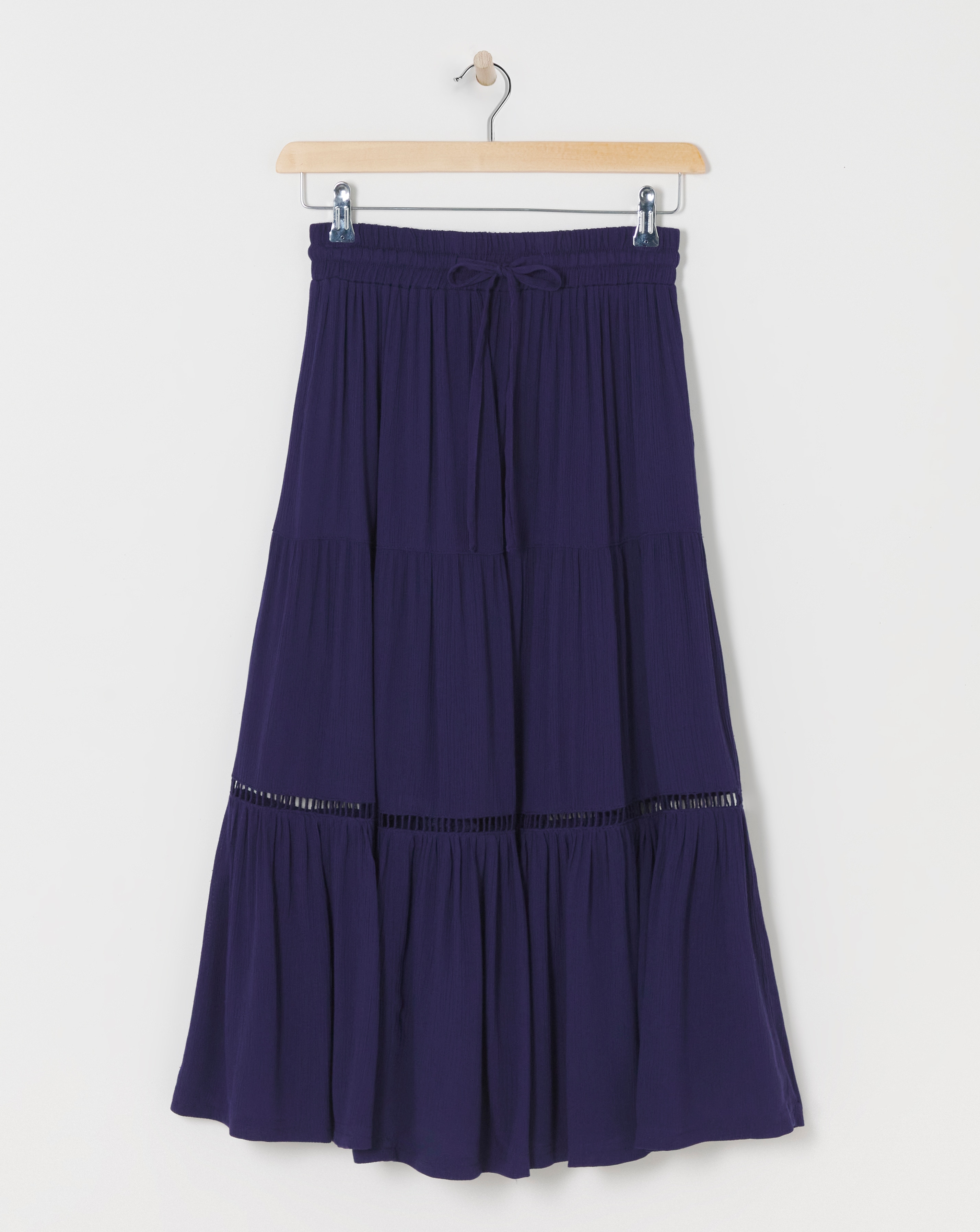 Indigo Crinkle Midi Skirt