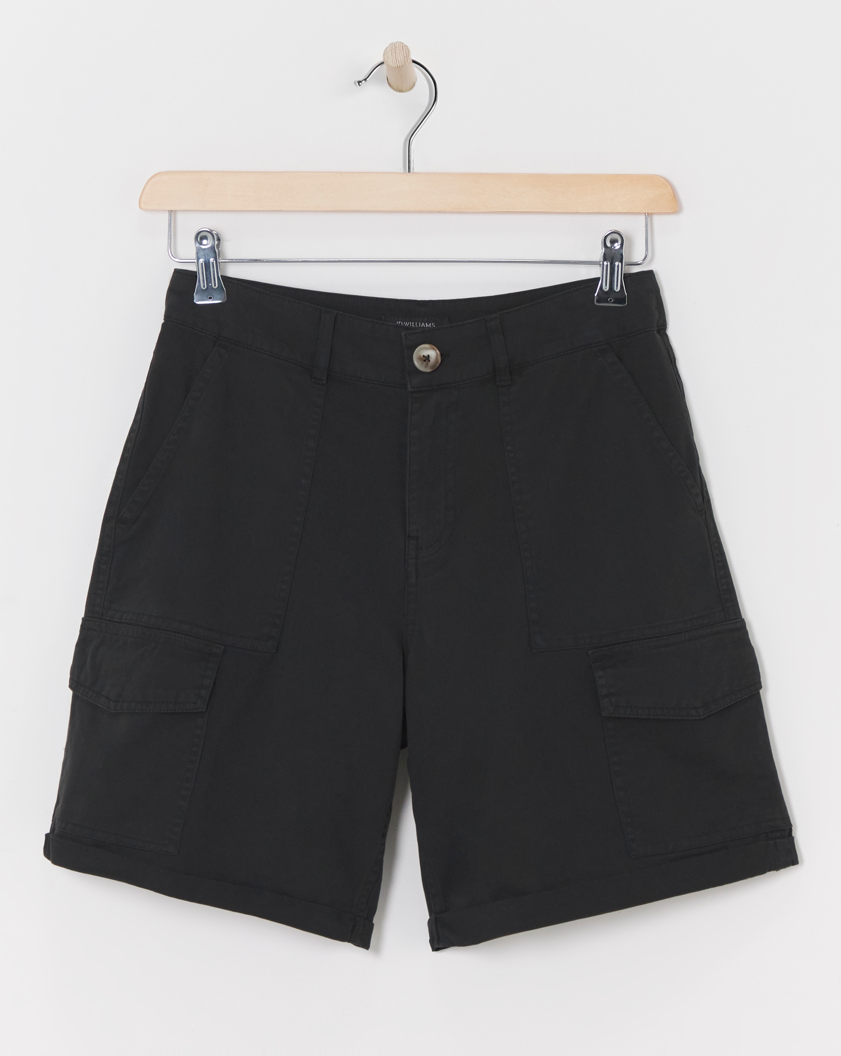Black Stretch Cotton Cargo Shorts