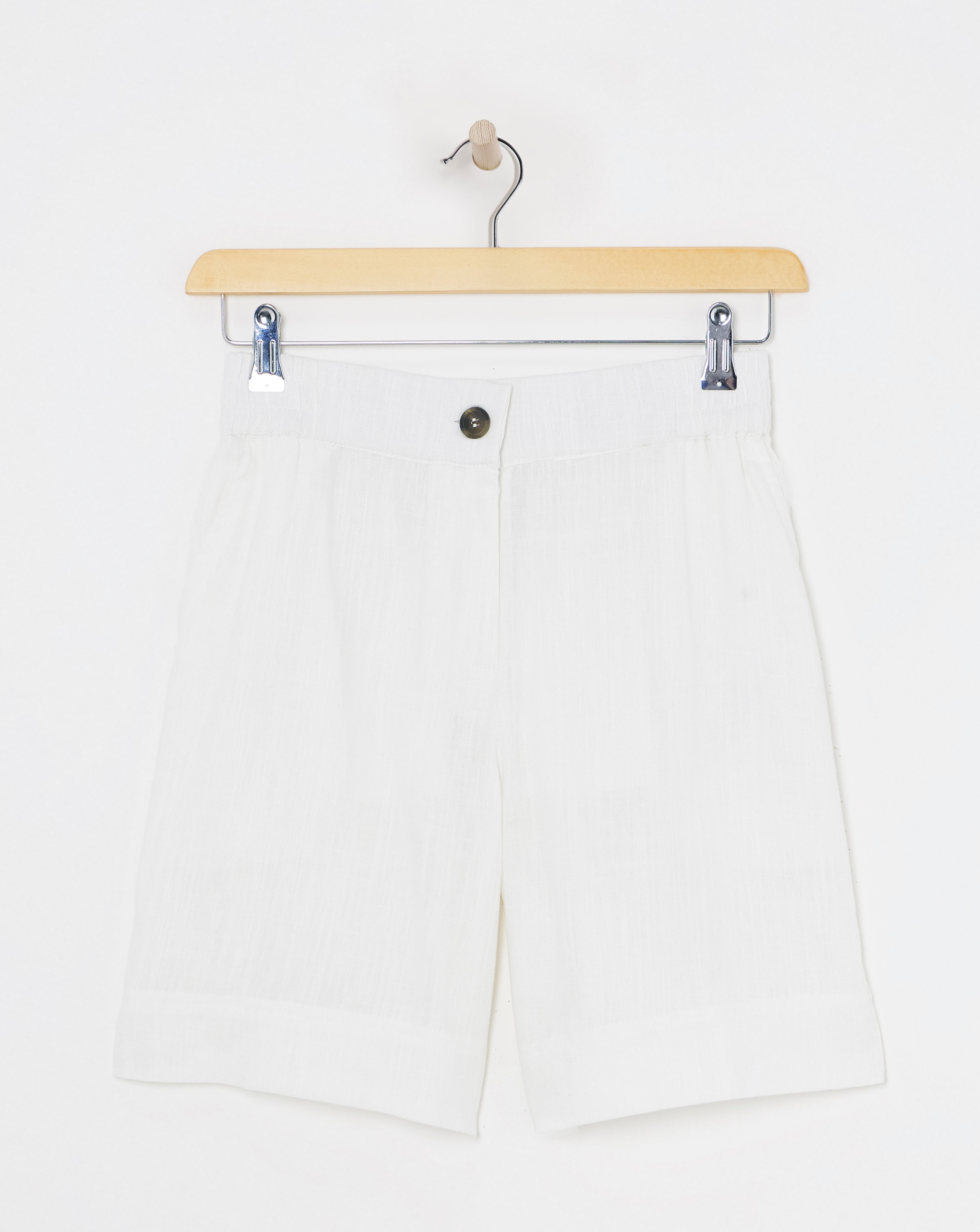 White Linen Bermuda Shorts