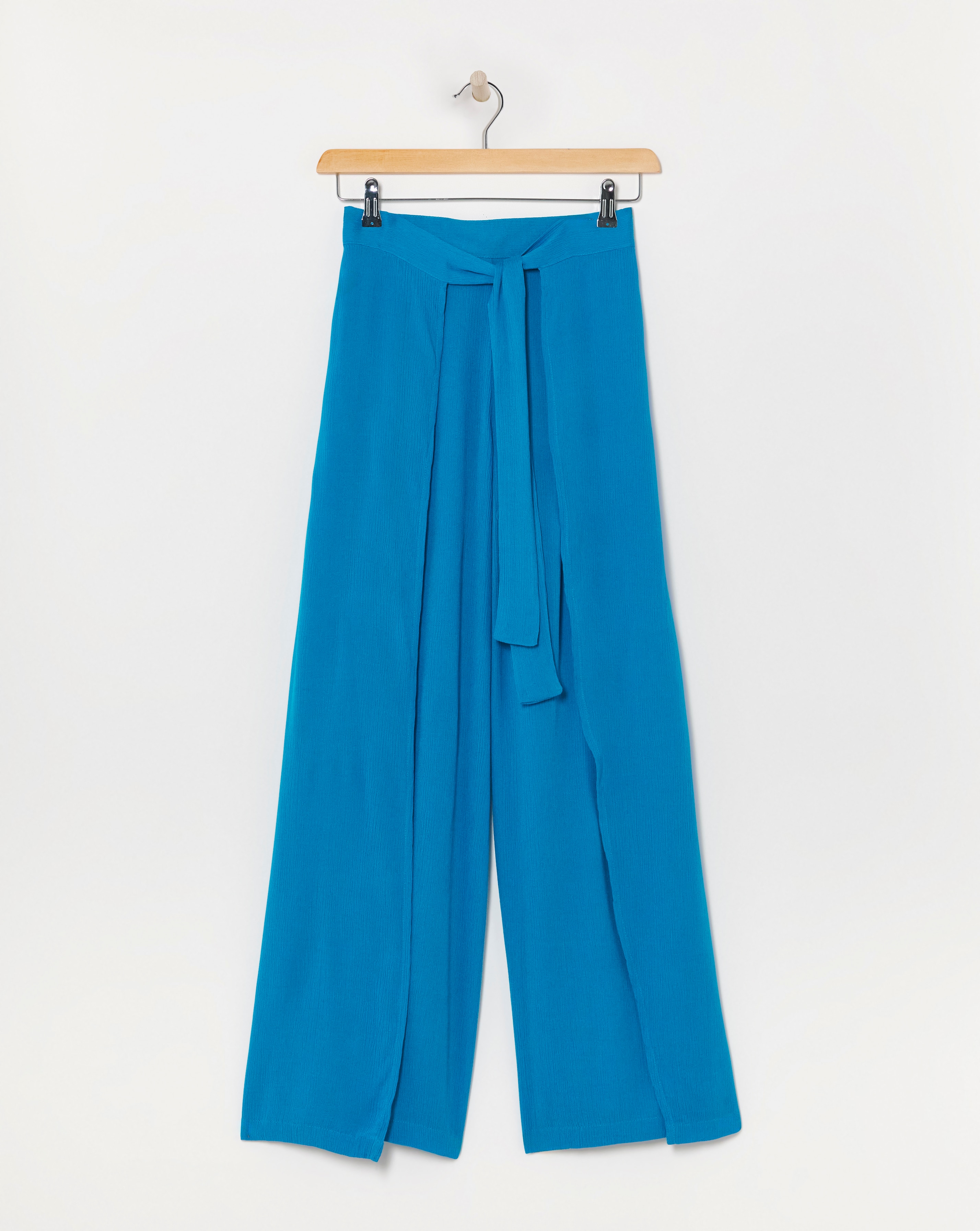 Turquoise Wide Leg Wrap Trousers