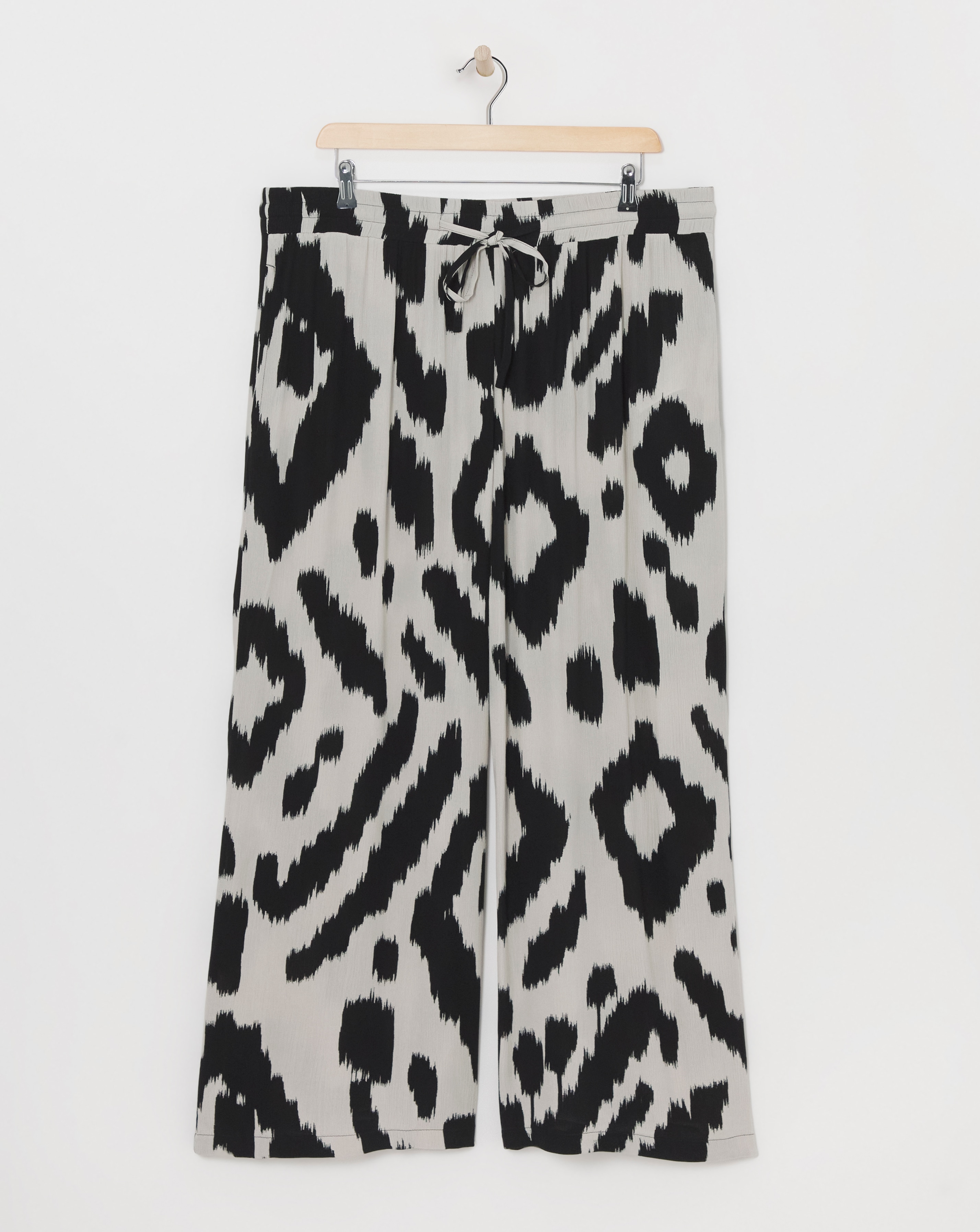 Crinkle Shirred Waist Wide Leg Trousers