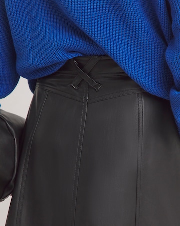 Black A-Line Zip PU Leather Look Maxi Skirt