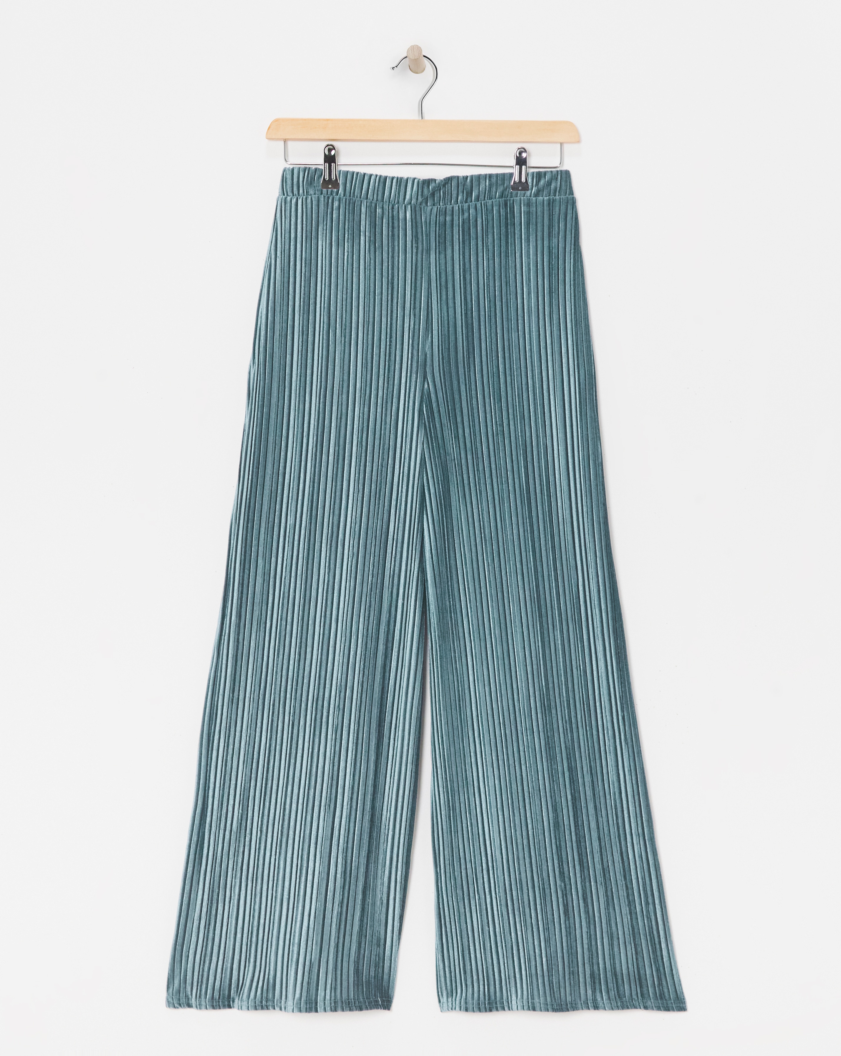 Pleated Velvet Wide Leg Pull On