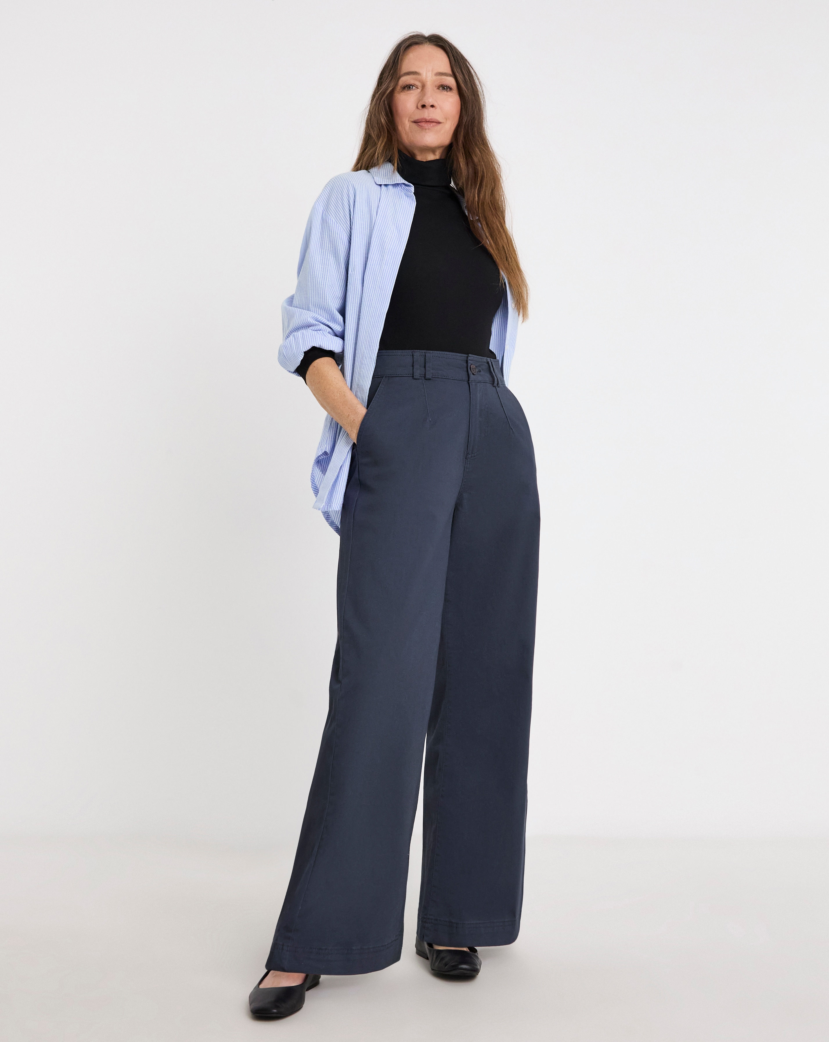Stretch Wide Leg Chino Trouser