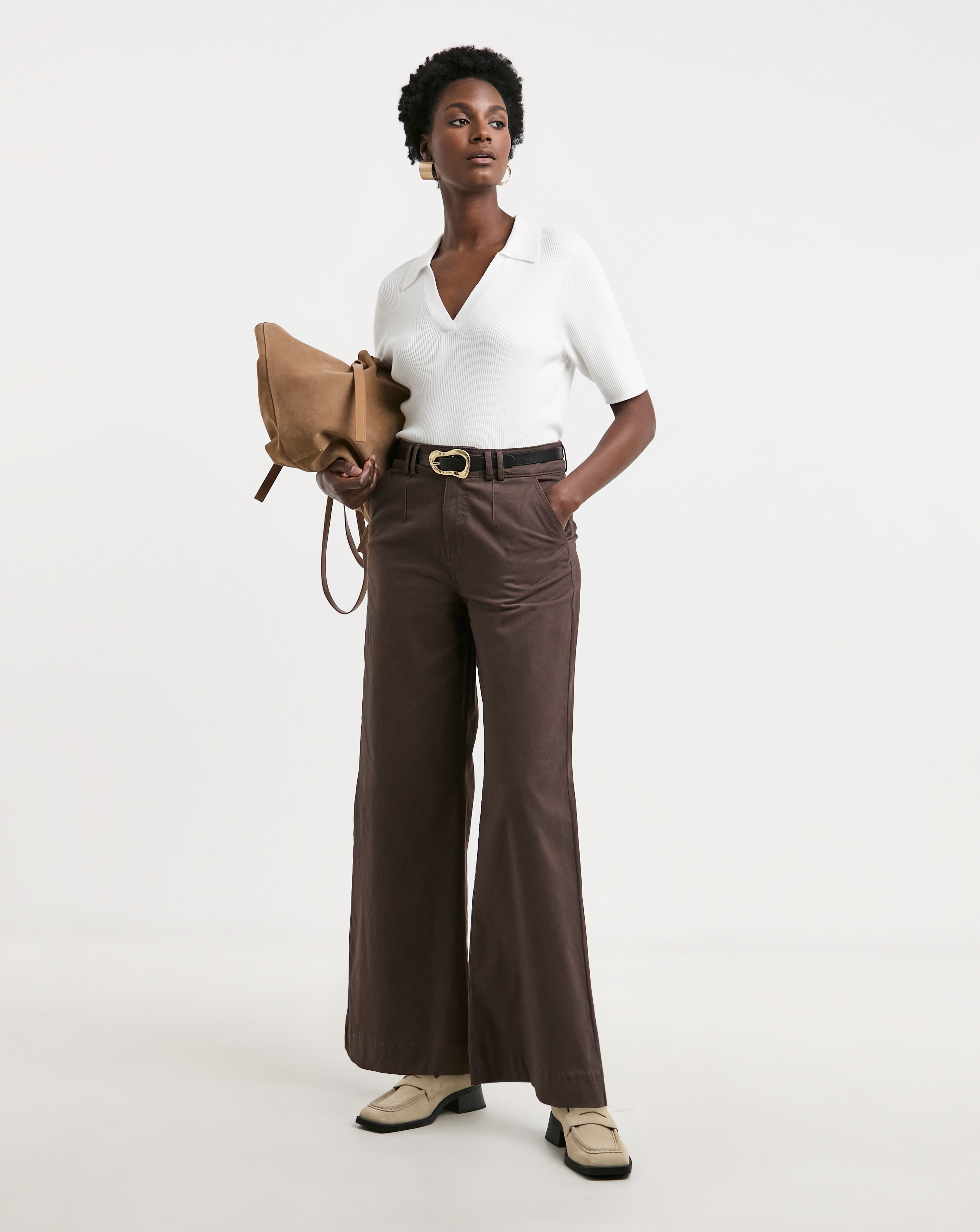 Stretch Wide Leg Chino Trouser