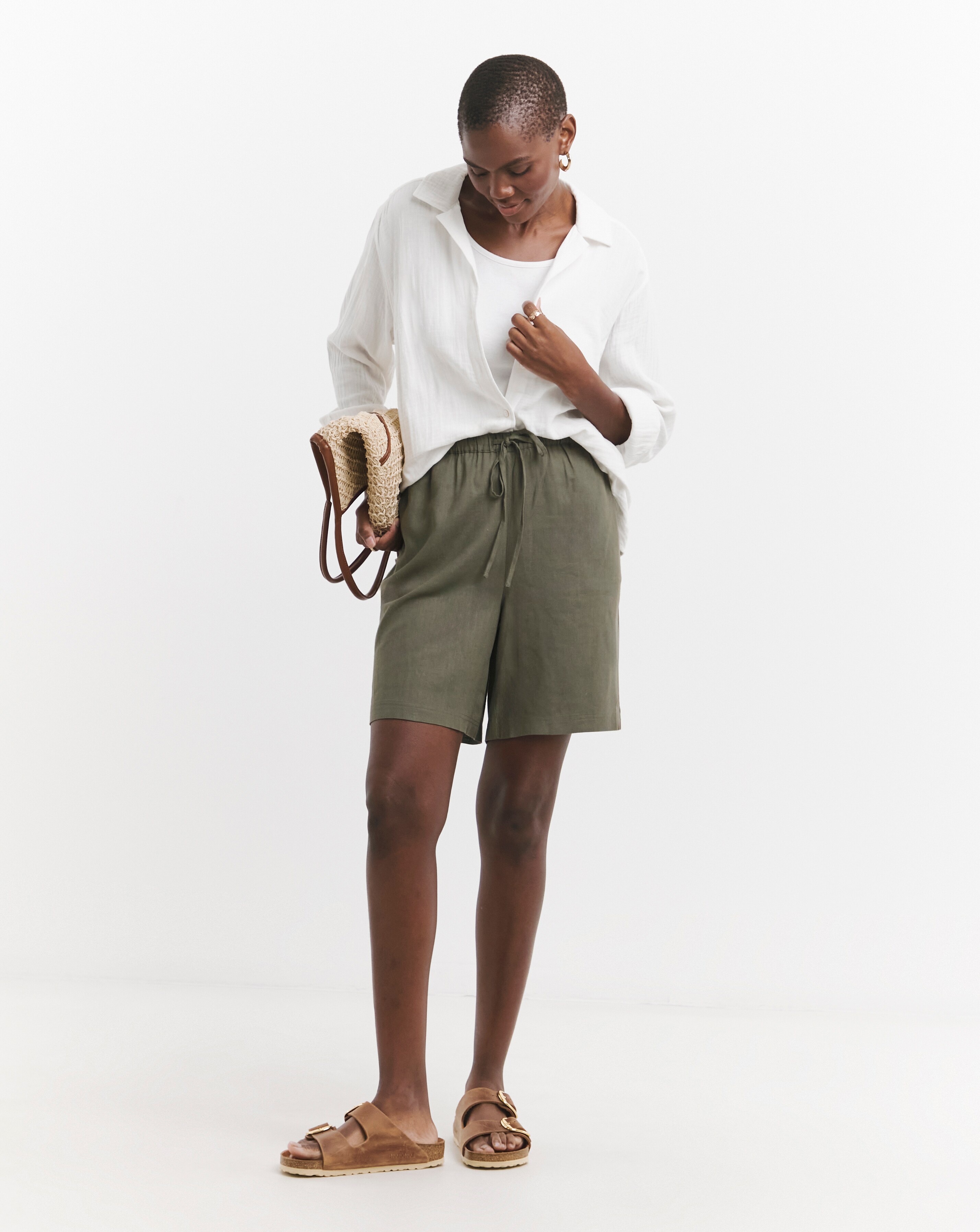 Linen Mix Knee Length Shorts
