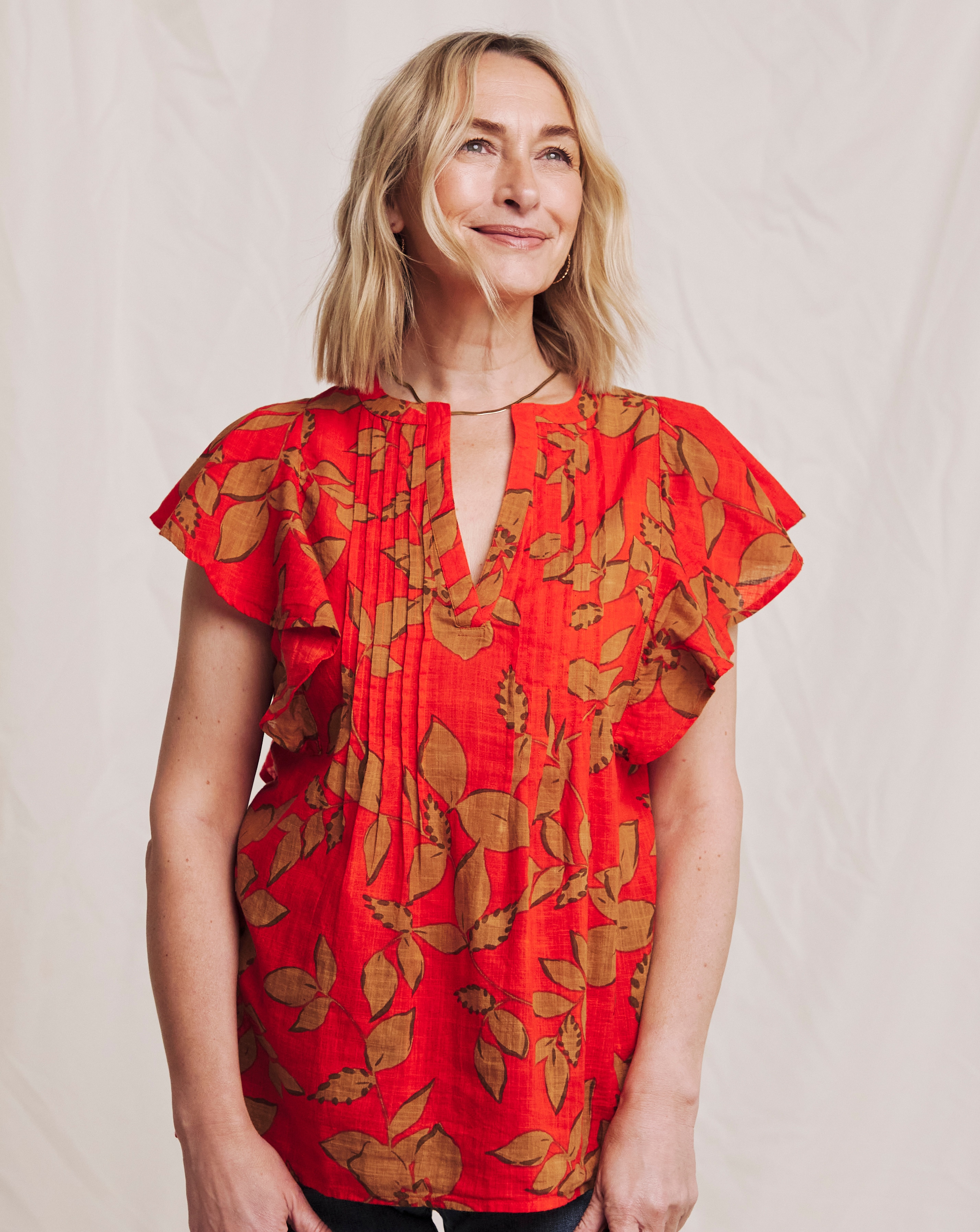 Julipa Flutter Sleeve Pintuck Blouse