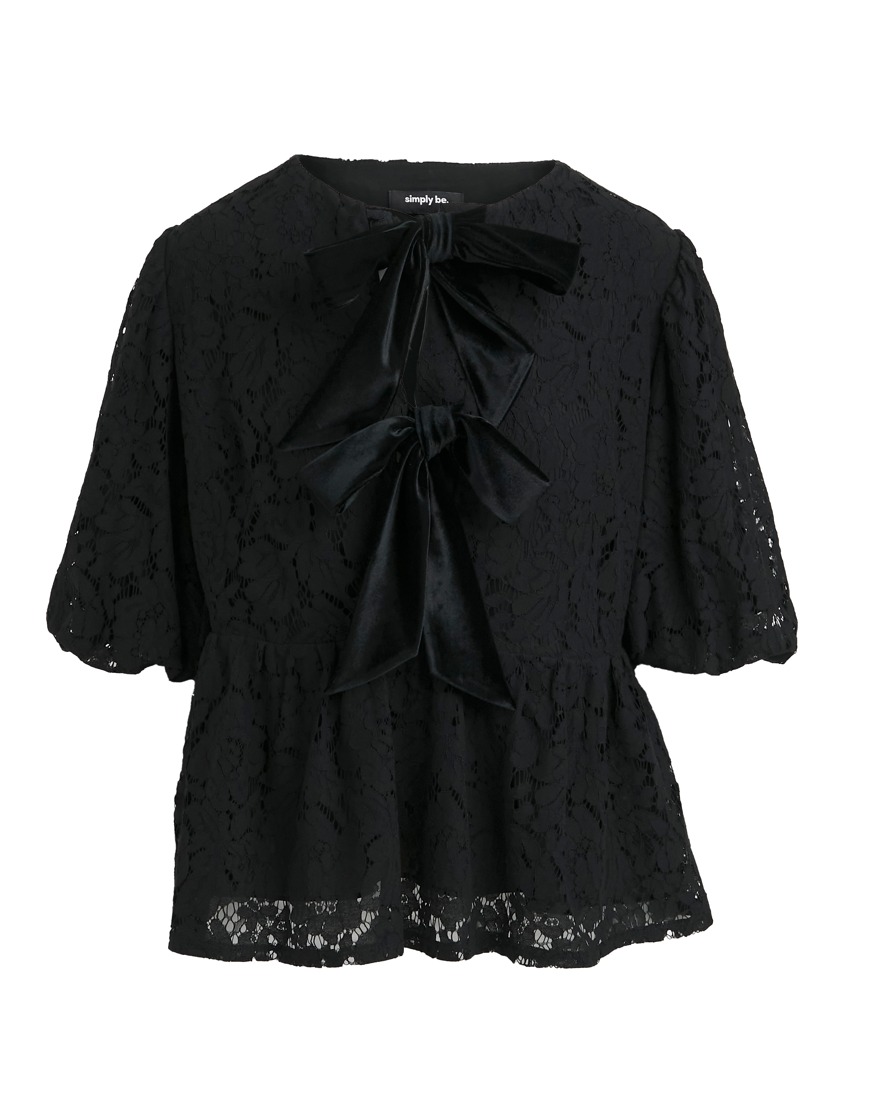 Lace Velour Bow Blouse
